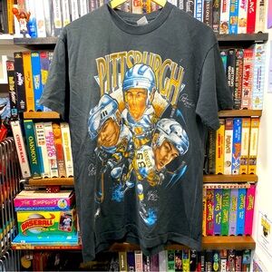 L. VINTAGE 90s PENGUINS CARTOON CARICATURE TOCHET LEMIEUX JAGER